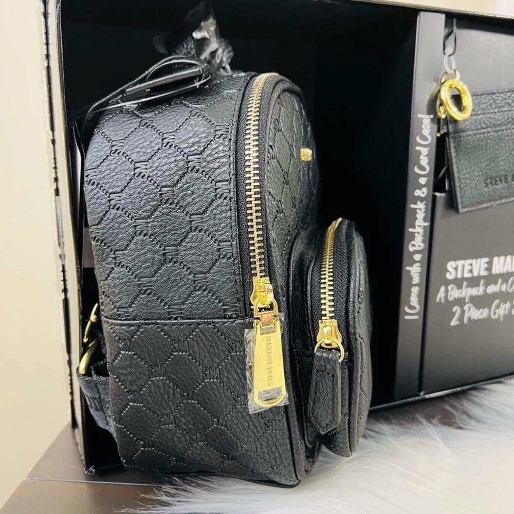 STEVE MADDEN Mini Backpack Key Chain Card Wallet Purse Box Gift Set - Picture 2 of 9